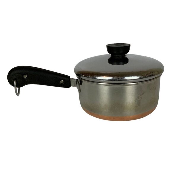 Revere Ware 1.5qt Copper Clad Stainless Steel Saucepan Lid Riverside CA Pre 1968 - Picture 4 of 9